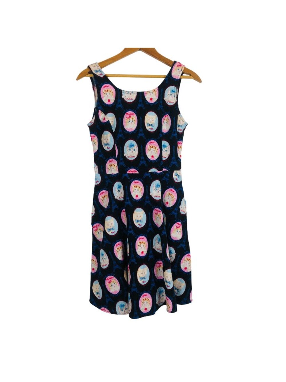 Modcloth X Retrolicious Cats in Paris A Line Dress Sz Small Sleeveless USA